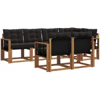 vidaXL Outdoor-Sofagarnitur 7 stk. Natürlich und Schwarz