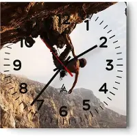 ARTTOR Wanduhr - Quadrat - Glasuhr - Klettern extrem berge griechenland - 40x40cm - Schleichendes Uhrwerk - Lautlos - zum Aufhängen bereit - Dekoration Modern - Wanddekoration aus Glas - C4AC40x40-2784