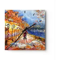 ARTTOR Wanduhr - Quadrat - Glasuhr - Park Paar Baum - 30x30cm - Schleichendes Uhrwerk - Lautlos - zum Aufhängen bereit - Dekoration Modern - Wanddekoration aus Glas - C3AC30x30-3557