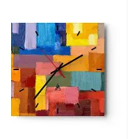 ARTTOR Wanduhr - Quadrat - Glasuhr - Abstraktion modern - 30x30cm - Schleichendes Uhrwerk - Lautlos - zum Aufhängen bereit - Dekoration Modern - Wanddekoration aus Glas - C3AC30x30-3703