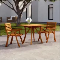 Markenlos Gartentisch aus Akazienholz 85x85x75 cm wetterfest für Garten und Balkon