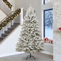 vidaXL "Schlussverkauf" Künstlicher Weihnachtsbaum - Tannenbaum - Kunstbaum moderne - Grün und Weiß 300 cm PVC und Metall C13004