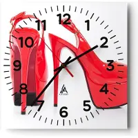 ARTTOR Wanduhr - Quadrat - Glasuhr - Ferse Schuhe Frauen Mode - 30x30cm - Schleichendes Uhrwerk - Lautlos - zum Aufhängen bereit - Dekoration Modern - Wanddekoration aus Glas - C4AC30x30-2401