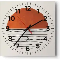 ARTTOR Wanduhr - Quadrat - Glasuhr - Modern Sonne Meer - 30x30cm - Schleichendes Uhrwerk - Lautlos - zum Aufhängen bereit - Dekoration Modern - Wanddekoration aus Glas - C4AC30x30-4512