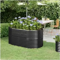 Markenlos Hochbeet aus pulverbeschichtetem Stahl 152x80x68 cm anthrazit