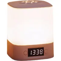 OKWISH Nachtlichter, Moderne Fernbedienung Nachtlampe mit Uhr, Ladefunktion & Touchscreen, Weiße LED-Tischlampe für Schlafzimmer und Wohnzimmer