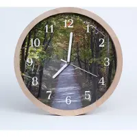 Tulup Holzuhr 30fi cm wanduhr - Landschaft Waldweg