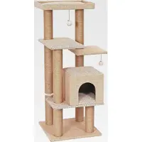 Markenlos Lieblinge Katzen-Kratzbaum Nele, ca. 122 x 50 x 50 cm, Jute, beige