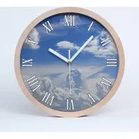 Tulup Holzuhr 30fi cm wanduhr - weiße Spitzen - Wolken im Himmel