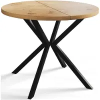 Alpi Möbel Alpi Moebel, Runder Esstisch Loft Liten, Modern Ausziehbarer Tisch 120-200 cm, Hellbraun mit Schwarz Metallbeinen