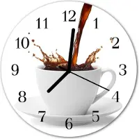 Tulup Glasuhr Wanduhr Küchenuhr Echt-Glas 30fi cm Kaffee Tasse weiß braun