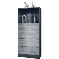 Vladon Kommode Pino V3, Germany, Anrichte mit 4 Schubladen & 1 offenem Fach, Anthrazit matt/Avola-Anthrazit ohne LED (56 x 125 x 36 cm)