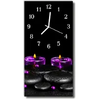 Tulup Glasuhr Wanduhr Küchenuhr Echt-Glas 30x60 Kerze Steine Mehrfarbig