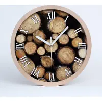 Tulup Holzuhr 30fi cm wanduhr - weiße Spitzen - Holzstämme