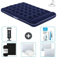 Bestway Luftmatratze - Französisches Bett - 137 x 191 x 28 cm - Blau - Inklusive Zubehör