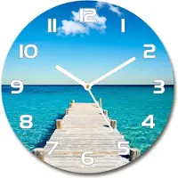 Tulup Wanduhr aus Glas 30fi Glasbild Glasuhr Gehärtetes Glas - weisse-zeiger - Wooden pier