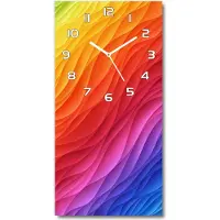 Tulup Wanduhr aus Glas – 30x60 cm - Glasbild - Glasuhr - Gehärtetes Glas -Bunte Wellen
