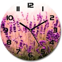 Tulup Wanduhr aus Glas 30fi Glasbild Glasuhr Gehärtetes Glas - schwarze-zeiger - Lavender