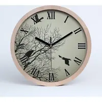 Tulup Holzuhr 30fi cm wanduhr - schwarze Spitzen - Krähen in einem Baum