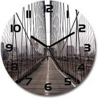 Tulup Wanduhr aus Glas 30fi Glasbild Glasuhr Gehärtetes Glas - schwarze-zeiger - Brooklyn Bridge