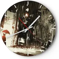 ARTTOR Wanduhr - Rund - Glasuhr - apocalypse regen Regenschirm Rätsel - 30x30cm - Schleichendes Uhrwerk - Lautlos - zum Aufhängen bereit - Dekoration Modern - Wanddekoration aus Glas - C3AR30x30-3191