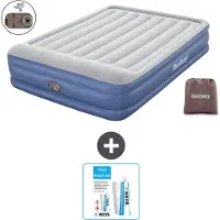 Bestway Luftmatratze - 2-Personen - 152 x 203 x 46 cm - Grau/Blau - Inklusive Zubehör