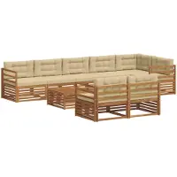 vidaXL Outdoor-Sofagarnitur 9 stk. Natur und Beige