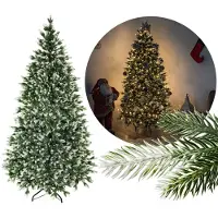 RGL PE07 Kunstlicher PREMIUM Weihnachtsbaum Full PE Naturgetreu alle DICHTE und SILIKON Zweige mit Metallständer Größe 180cm weiße Spitzen