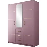 Mirjan 24 Kleiderschrank Bali D3 II, Drehtürenschrank, Garderobe mit Drehtüren, Spiegel und Schubladen, Schlafzimmer (Farbe: Weiß)