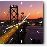 ARTTOR Wanduhr - Quadrat - Glasuhr - Brücke Fluss Landschaft - 40x40cm - Schleichendes Uhrwerk - Lautlos - zum Aufhängen bereit - Dekoration Modern - Wanddekoration aus Glas - C3AC40x40-0120