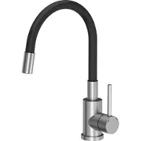 VBChome Spültischarmatur Schwarz Inox Flexibel 360°drehbar Edelstahl Gebürstet Küche Wasserhahn Küchenarmatur Einhebel Spültischbatterie Spüle Mischbatterie Flexibel