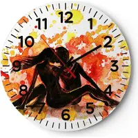 ARTTOR Wanduhr - Rund - Glasuhr - Paar Kuss Mehrfarbig Flitterwochen - 30x30cm - Schleichendes Uhrwerk - Lautlos - zum Aufhängen bereit - Dekoration Modern - Wanddekoration aus Glas - C4AR30x30-2990