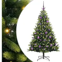 Syfax Künstlicher geflammter Weihnachtsbaum 150 LEDs Grün 150 cm