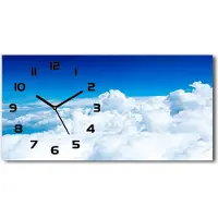 Tulup Wanduhr aus Glas – 60x30 cm - Glasbild - Glasuhr - Gehärtetes Glas - schwarze-zeiger - Wolken aus einer aus der Vogelperspektive