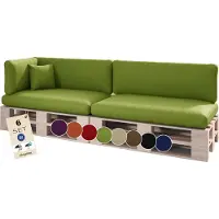 Sunnypillow Palettenkissen Outdoor, wasserdicht, UV-lichtecht - 6er Set - Palettenauflage für Palettensofa für Haus, Garten - Palettenpolster für Palettenmöbel - Rückenkissen & Sitzkissen Grün