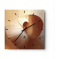 ARTTOR Wanduhr - Quadrat - Glasuhr - Dreidimensional Spirale Braun - 30x30cm - Schleichendes Uhrwerk - Lautlos - zum Aufhängen bereit - Dekoration Modern - Wanddekoration aus Glas - C3AC30x30-4652