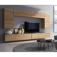 Lomadox Moderne Wohnwand mit viel Stauraum in Eiche Gold Nb. CAIRNS-132, B/H/T ca. 300/200/43 cm