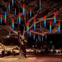 ROSNEK 288 LED Meteorschauer Lichterkette Meteor Eiszapfen Lichter Weihnachten Garten Deko, Bunt