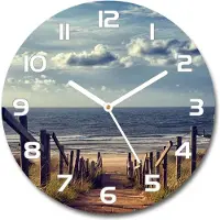 Tulup Wanduhr aus Glas 30fi Glasbild Glasuhr Gehärtetes Glas - weisse-zeiger - Path to the beach