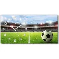 Tulup Wanduhr aus Glas – 60x30 cm - Glasbild - Glasuhr - Gehärtetes Glas - weisse-zeiger - Ball auf Rasen