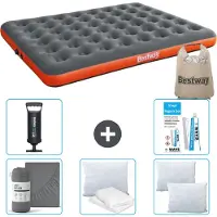 Bestway Luftmatratze – 2 Personen – 152 x 203 x 22 cm – Grau/Orange – im Lieferumfang enthalten Zubehör