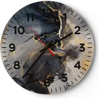 ARTTOR Wanduhr - Rund - Glasuhr - Dunkel Abstraktion Gold - 30x30cm - Schleichendes Uhrwerk - Lautlos - zum Aufhängen bereit - Dekoration Modern - Wanddekoration aus Glas - C4AR30x30-4824