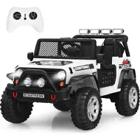 Goplus Elektroauto für Kinder, 12V Kinderauto mit Sanftanlauf, Hupe & Musik & USB & MP3, Truck mit großen Reifen für Kinder ab 3 Jahren (Weiß)