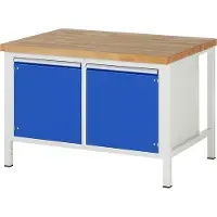 RAU Werkbank mit 2 Schränken - 840 x 1.250 x 900 mm (HxBxT) - Traglast 1.250 kg - Buche