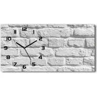 Tulup Wanduhr aus Glas – 60x30 cm - Glasbild - Glasuhr - Gehärtetes Glas - schwarze-zeiger - Ziegelwand