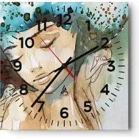 ARTTOR Wanduhr - Quadrat - Glasuhr - Frau modern - 30x30cm - Schleichendes Uhrwerk - Lautlos - zum Aufhängen bereit - Dekoration Modern - Wanddekoration aus Glas - C4AC30x30-3580