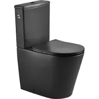 Siko FINE Stand-WC Kombi-WC Toilette mit Spülkasten komplette Set Wasseranschluss links/rechts spülrandlos mit SoftClose WC-Sitz, schwarz matt