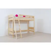 Natur24 Kinder-Hochbett Castello 140 x 200 cm Buche Natur lackiert mit Leiter