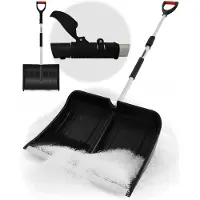HECHT Schneeschieber Schneeschaufel Teleskop 485 TF | 49 cm Räumbreite | Aluminium Stiel & Kunststoffschild | 155,5 cm Länge 1,38 kg