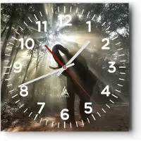 ARTTOR Wanduhr - Quadrat - Glasuhr - Elefant Dschungel - 30x30cm - Schleichendes Uhrwerk - Lautlos - zum Aufhängen bereit - Dekoration Modern - Wanddekoration aus Glas - C4AC30x30-3835